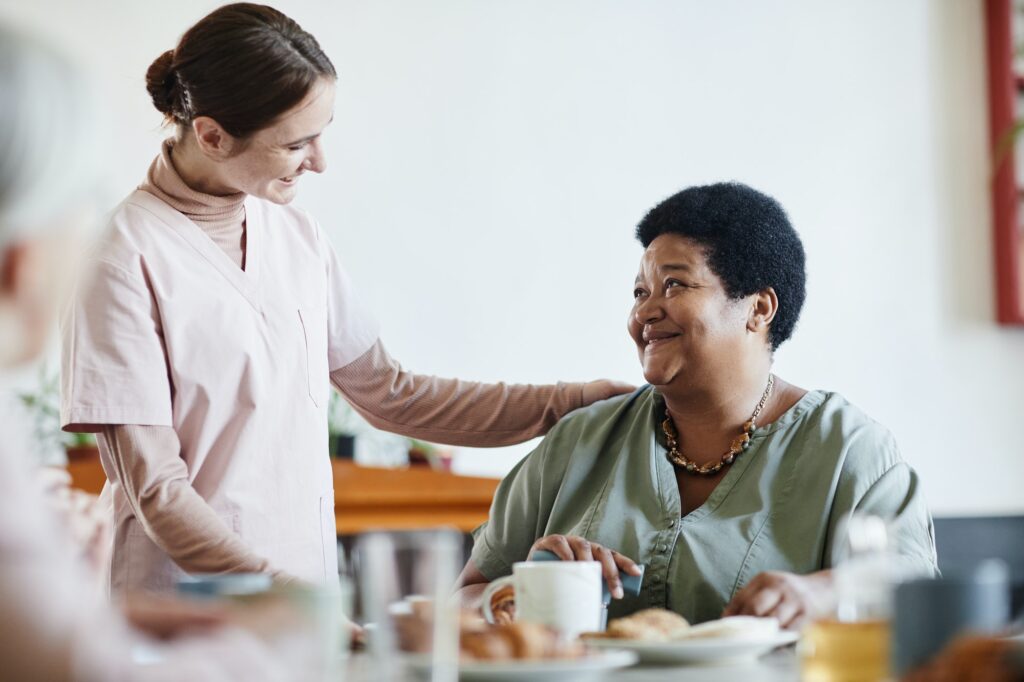 Caregiver spending time with a senior